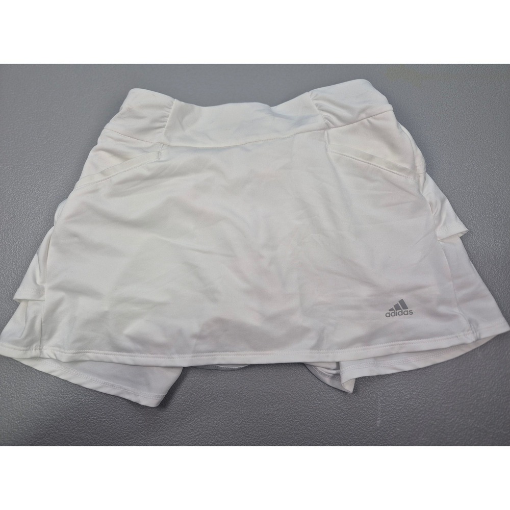 Adidas Girls White Tiered Ruffle Tennis Skort Size XS 7-8 Activewear Skirt